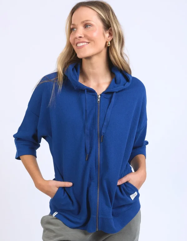 ELM BEACHY ZIP HOODIE - China Blue Hot