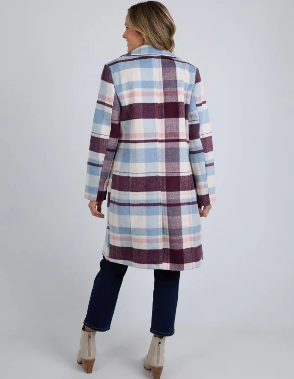 ELM Blanche Check Coat - Blue Fashion