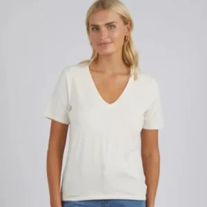 ELM Lexi V Neck Tee - Pearl Clearance