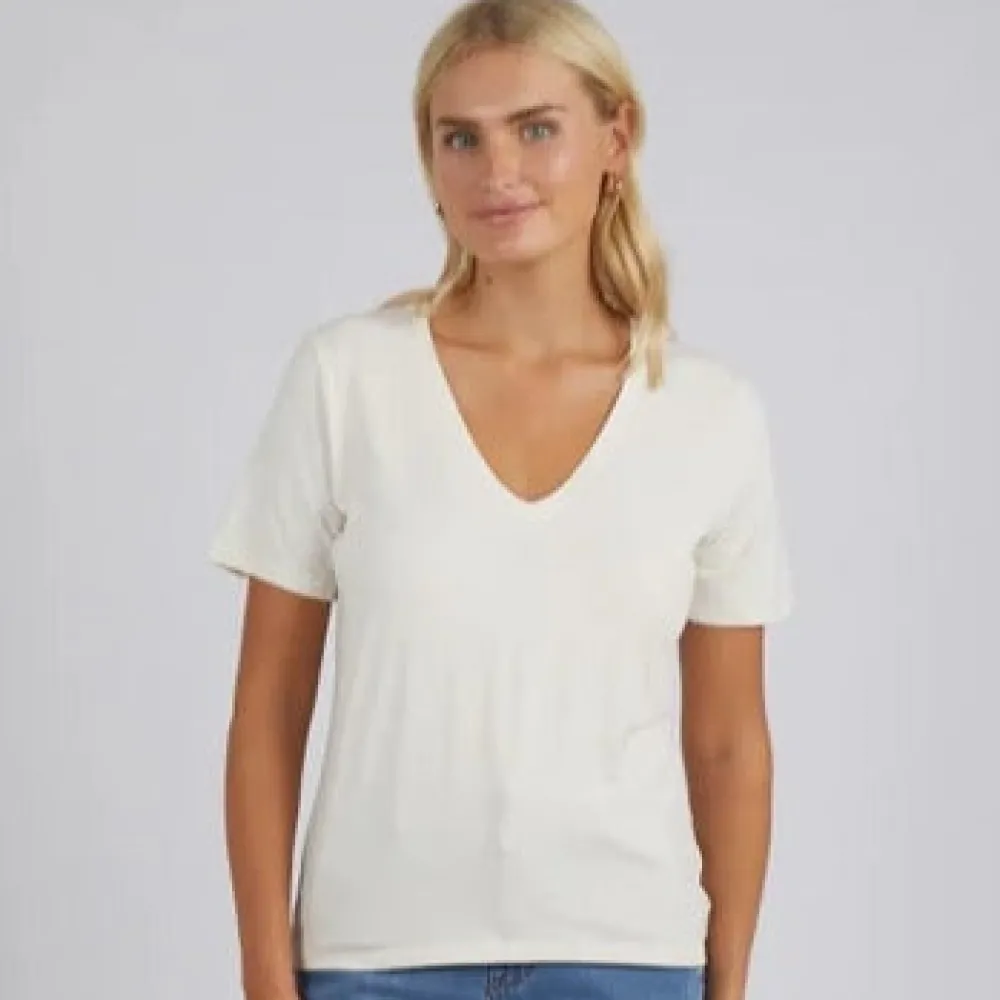 elm_lexi_v_neck_tee__pear_0.webp ELM Lexi V Neck Tee - Pearl Clearance