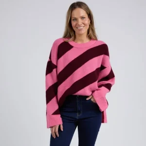 ELM Sage Diagonal Stripe Knit Discount