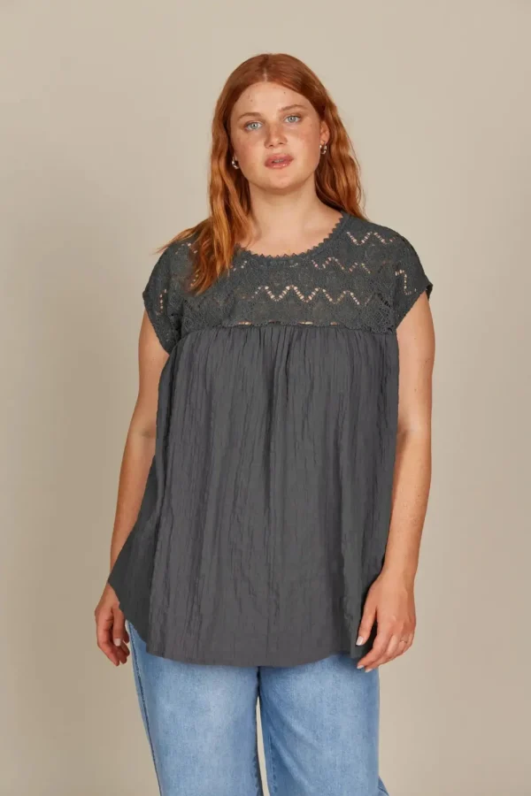 Isle Of Mine Fleur Relaxed Top - Graphite Discount