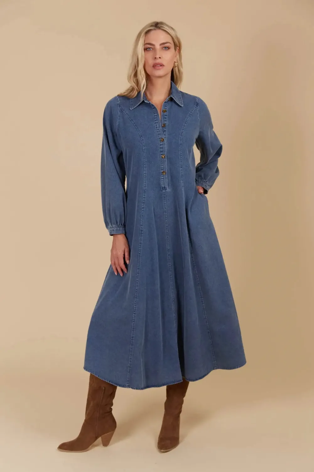 isle_of_mine_freya_dress__1.webp Isle Of Mine Freya Dress - Denim Sale
