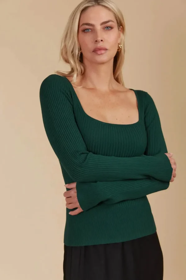 Isle Of Mine Juno Square Neck Top - PIne Hot