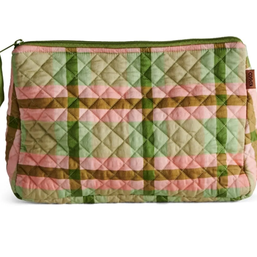 kip__co_pistachio_tartan__0-1.webp Kip & Co Pistachio Tartan Quilted Cotton Toiletry Purse New