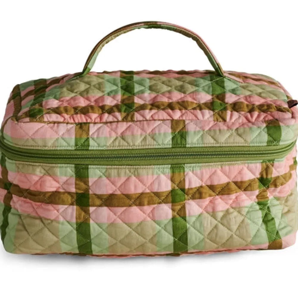 kip__co_pistachio_tartan__0.webp Kip & Co Pistachio Tartan Quilted Cotton Toiletry Case Fashion