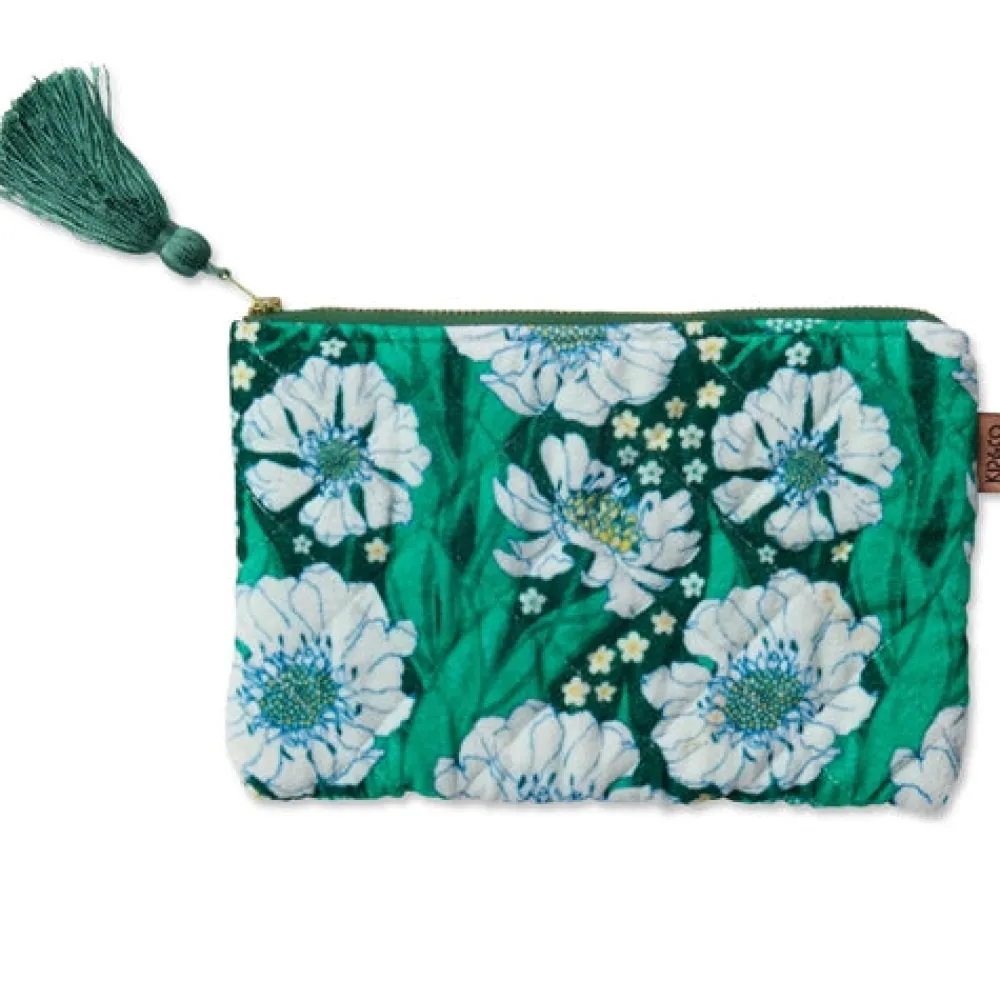 kip__co_tumbling_flowers__0-1.webp Kip & Co Tumbling Flowers Green Velvet Cosmetics Purse Discount