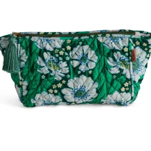 Kip & Co Tumbling Flowers Green Velvet Toiletry Bag Fashion