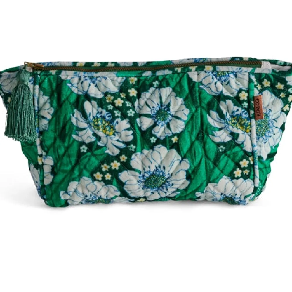 kip__co_tumbling_flowers__0.webp Kip & Co Tumbling Flowers Green Velvet Toiletry Bag Fashion