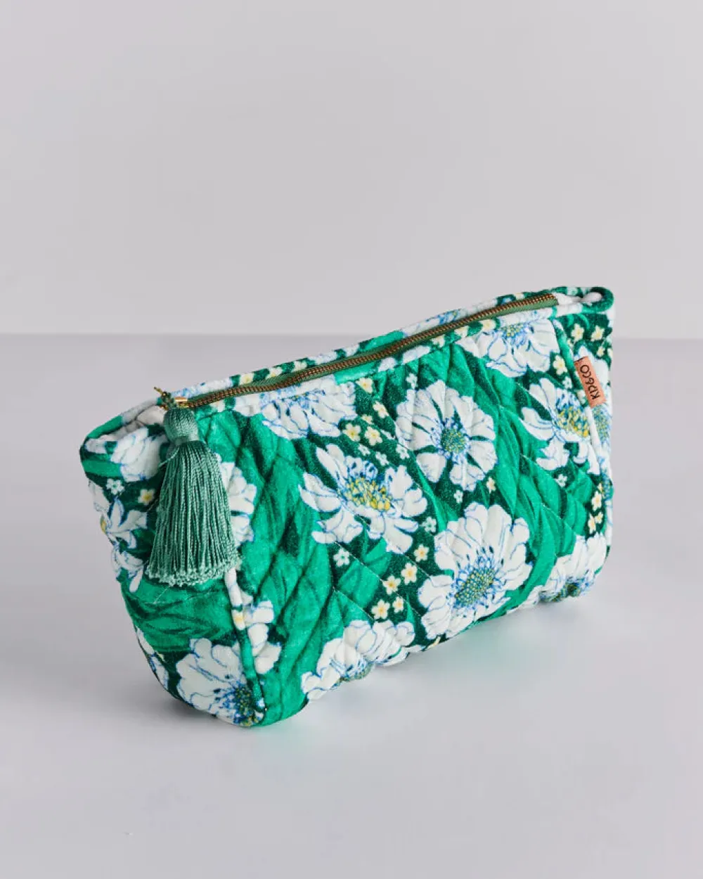 kip__co_tumbling_flowers__2.webp Kip & Co Tumbling Flowers Green Velvet Toiletry Bag Fashion